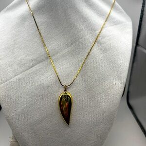 PARK LANE 30" CHAIN Gold Tone 1.5" Tear Drop Pendant Necklace